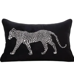 Kissenbezug mit goldener Leopardenstickerei – Luxuriöses Wohnzimmerdekor