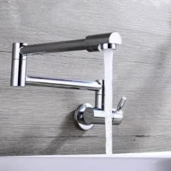 Klappbarer Topffüller-Wasserhahn aus Chrom zur Wandmontage