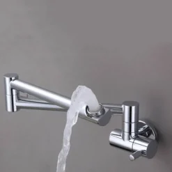 Klappbarer Topffüller-Wasserhahn aus Chrom zur Wandmontage