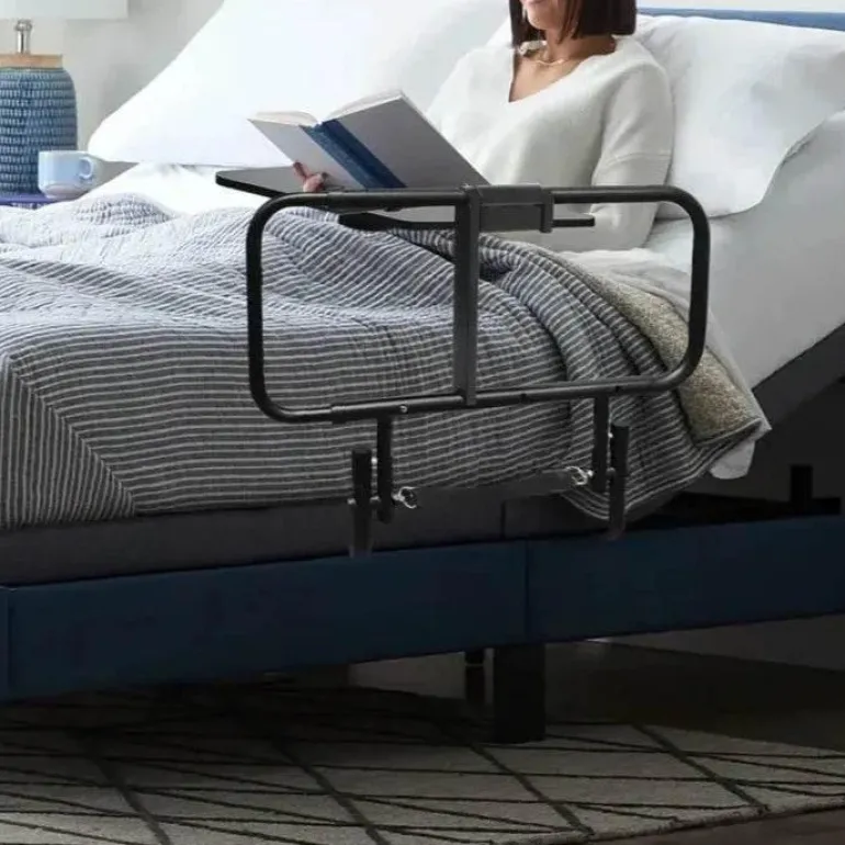 Klappbares Bett-Sicherheitsgeländer mit Tisch - Stützhilfe für ältere Menschen