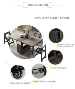 Klappbares rechteckiges Esstisch-Set – elegante, platzsparende Möbel