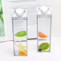 Klare Milchkarton-Wasserflasche - Tragbarer Plastikbecher für Saft und Tee