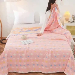 Klassische Baumwolldecke – Sechslagige dünne Gazedecke für Betten und Sofas