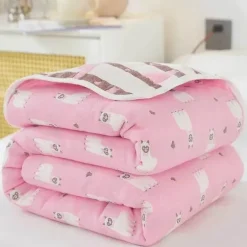 Klassische Baumwolldecke – Sechslagige dünne Gazedecke für Betten und Sofas