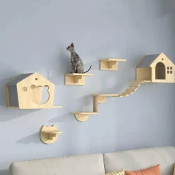 Kletterturm für Katzenwände aus Holz – Katzenmöbelplattform