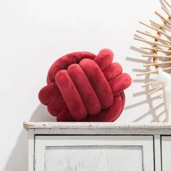 Knotenball-Plüschkissen - Gemütliches Dekokissen