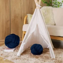 Knotenball-Plüschkissen - Gemütliches Dekokissen