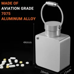 Kompakter, wasserdichter Pillentrenner aus Aluminium – Mini-Medikamenten-Organizer