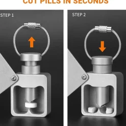 Kompakter, wasserdichter Pillentrenner aus Aluminium – Mini-Medikamenten-Organizer