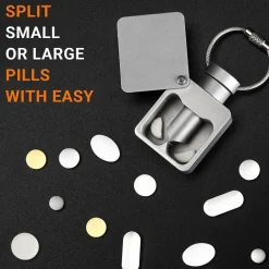 Kompakter, wasserdichter Pillentrenner aus Aluminium – Mini-Medikamenten-Organizer