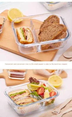 Koreanische Bento-Lunchbox aus Glas – mikrowellengeeignet mit Fächern