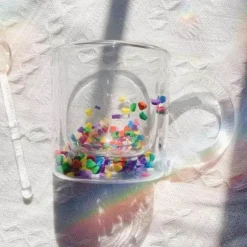 Koreanischer doppelschichtiger Glasbecher – isolierter Getränkebecher