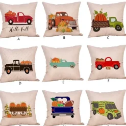 Kürbis Truck Kissenbezüge - Halloween Herbst Dekor Akzent