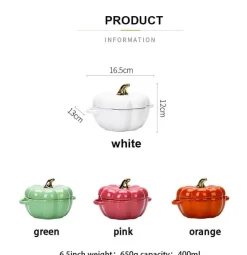 Kürbis-Backschüssel mit glasiertem Deckel - Herbstliches Küchendekor