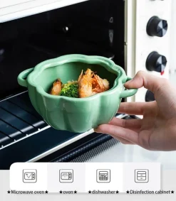 Kürbis-Backschüssel mit glasiertem Deckel - Herbstliches Küchendekor