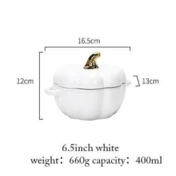 Kürbis-Backschüssel mit glasiertem Deckel - Herbstliches Küchendekor