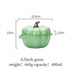 Kürbis-Backschüssel mit glasiertem Deckel - Herbstliches Küchendekor