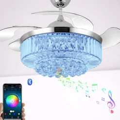 Kristall-LED-Deckenventilatorlampe mit Bluetooth-Lautsprecher – Melody Glow