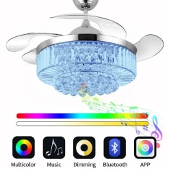 Kristall-LED-Deckenventilatorlampe mit Bluetooth-Lautsprecher – Melody Glow