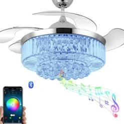 Kristall-LED-Deckenventilatorlampe mit Bluetooth-Lautsprecher – Melody Glow