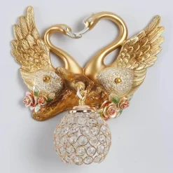 Kristallschwanen-Wandleuchte – Elegante dekorative Beleuchtung
