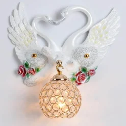 Kristallschwanen-Wandleuchte – Elegante dekorative Beleuchtung