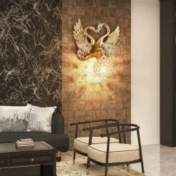 Kristallschwanen-Wandleuchte – Elegante dekorative Beleuchtung