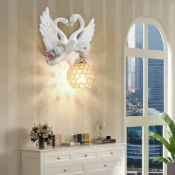 Kristallschwanen-Wandleuchte – Elegante dekorative Beleuchtung