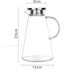 Krug aus Borosilikatglas – großer hitzebeständiger Krug mit Edelstahldeckel