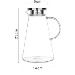 Krug aus Borosilikatglas – großer hitzebeständiger Krug mit Edelstahldeckel