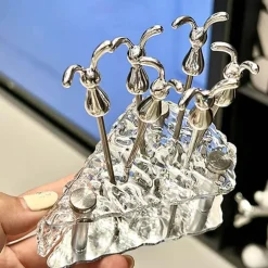 Käseförmiges Gabel- und Löffelset - Aufbewahrungsutensilien aus Glas