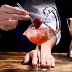 Kugelfisch-Cocktailglas – Transparenter Molekularweinkelch mit Strohhalm