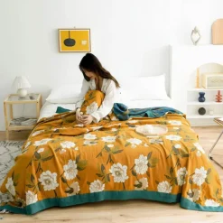 Kuschelige Baumwollgaze-Überwurfdecke - Weiches Bett-Sofa-Accessoire