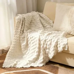 Kuschelige Waffel-Strickdecke – Vielseitiger Mehrjahreszeiten-Sofa-Bettbezug