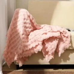 Kuschelige Waffel-Strickdecke – Vielseitiger Mehrjahreszeiten-Sofa-Bettbezug