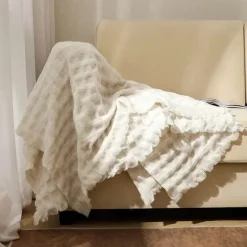 Kuschelige Waffel-Strickdecke – Vielseitiger Mehrjahreszeiten-Sofa-Bettbezug