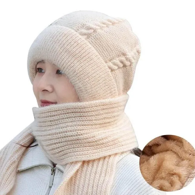 Kuscheliges Wintermütze-Schal-Set – warmes Plüsch-Winteraccessoires