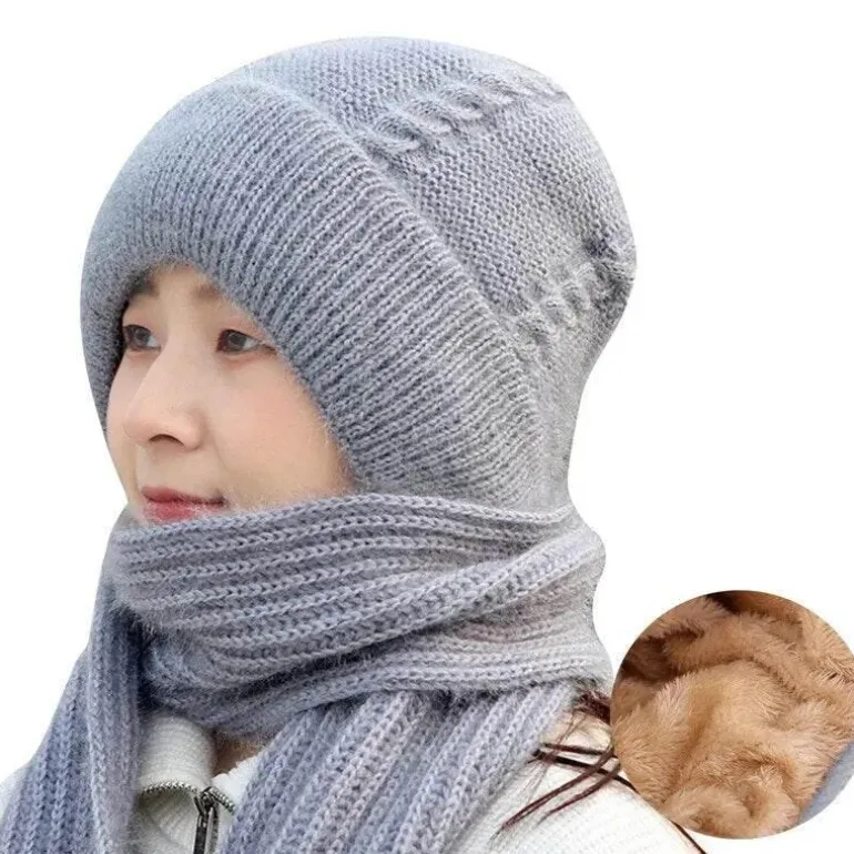 Kuscheliges Wintermütze-Schal-Set – warmes Plüsch-Winteraccessoires