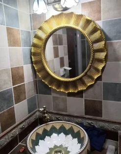 Large Round Wall Mirror - Decorative Home Accent Mirror