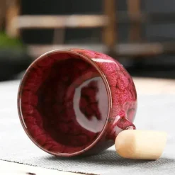 Latte-Tasse aus Keramik – Stilvolle Kaffee-/Teetasse mit Holzgriff