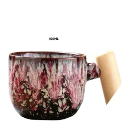 Latte-Tasse aus Keramik – Stilvolle Kaffee-/Teetasse mit Holzgriff