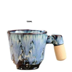 Latte-Tasse aus Keramik – Stilvolle Kaffee-/Teetasse mit Holzgriff