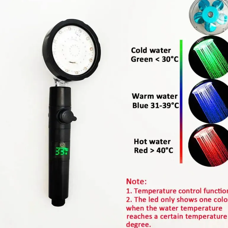 LED Color Changing Shower Head - Multi-Temperature Shower Fixture