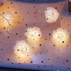 LED Makramee Lichterkette - Dekorative Kugel Lichterkette für Zuhause