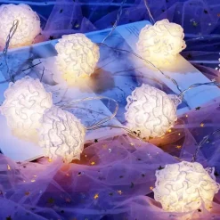 LED Makramee Lichterkette - Dekorative Kugel Lichterkette für Zuhause