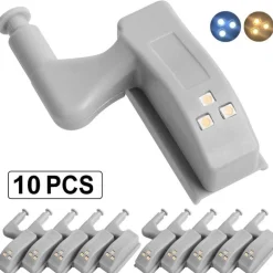 LED Wardrobe Sensor Hinge Lamp - 10 Pack