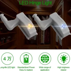 LED Wardrobe Sensor Hinge Lamp - 10 Pack