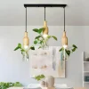 LED Wooden Pendant Light - Stylish Plant Hanging Fixture