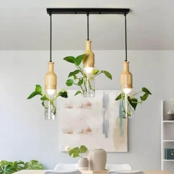 LED Wooden Pendant Light - Stylish Plant Hanging Fixture