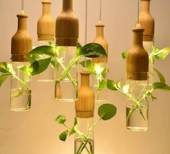 LED Wooden Pendant Light - Stylish Plant Hanging Fixture